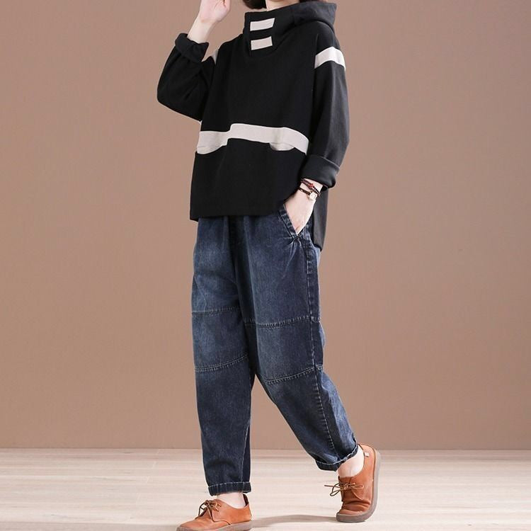 Retro Oversized Artistic Distressed Loose Slimming Jeans